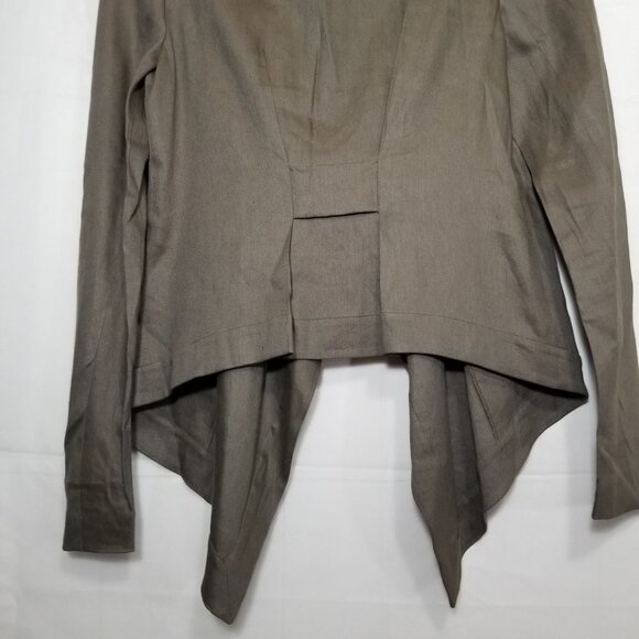 DVF Diane Von Furstenberg Blynn asymmetrical blazer olive brown sz 2 linen blend - Picture 6 of 10